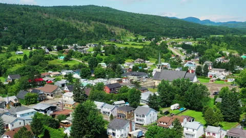 Aerial hyperlapse scene of Baie-Saint-Paul, Quebec, Canada 4K, exclusive Stock Footage 269148437