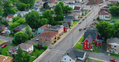 Aerial hyperlapse scene of Cornwall, Ontario, Canada, exclusive 4K Stock Footage 254711543