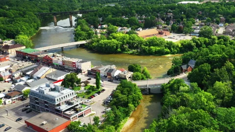 Aerial hyperlapse scene of Paris, Canada in summer, exclusive 4K Stock Footage 295066361