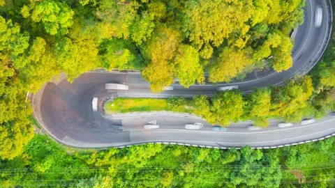 Aerial hyperlapse shooting of a busy multilevel junction road. highway from the Vidéo 157440322