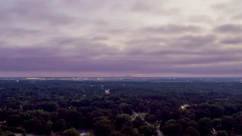 Aerial Hyperlapse Sunrise Very Cloudy Flying To Atlanta Stock Footage 219029973
