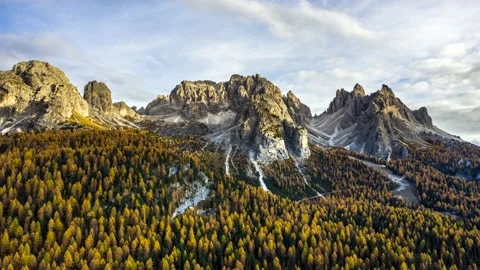 Aerial Hyperlapse at sunset of Dolomites Stock Footage 130191374
