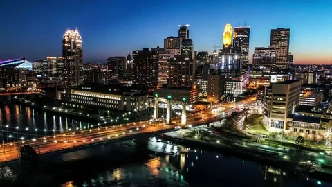 Aerial Hyperlapse - Sunset to Night Stock Footage 82757579