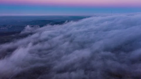 Aerial Hyperlapse at Sunset over Feleacu, near Cluj-Napoca Stock Footage 143708079