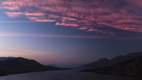 Aerial hyperlapse of a sunset over Shaka Lake Stock Footage 249432801