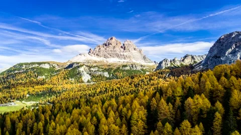 Aerial Hyperlapse of Three Peaks of Lavaredo Dolomites 動画素材 130193814