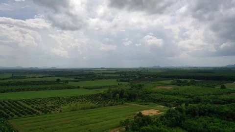 Aerial Hyperlapse Time lapse, High mountain views and the verdant farmland Stock Footage 112062799