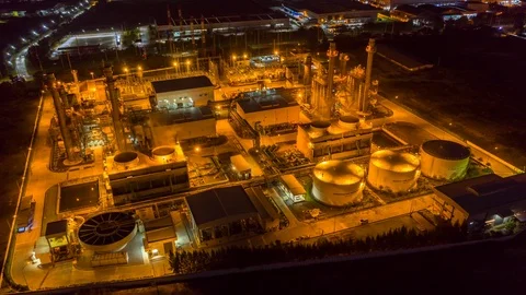 Aerial Hyperlapse Time lapse , Night scene of Industrial power plant Stock Footage 110883672