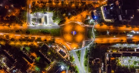 Aerial Hyperlapse Timeplapse Over City Traffic Streets Human Life Humanity Urban Stock Footage 97703910