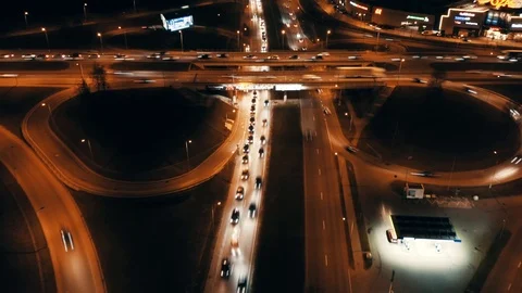 Aerial Hyperlapse of Traffic Jam in Vilnius, Lithuania Stock Footage 99285128