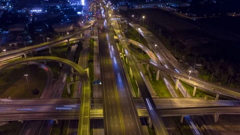 Aerial Hyperlapse of Traffic over big intersection bridges and ring road. Stock Footage 109061670