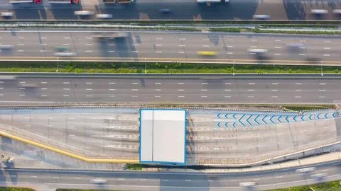 Aerial Hyperlapse. Traffic of ring roads, expressways, motorways and highways  Stock Footage 118758075