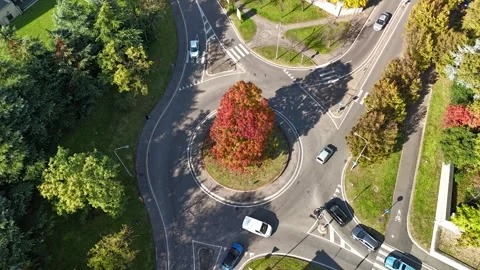 Aerial Hyperlapse traffic at a roundabout Stock Footage 319900707