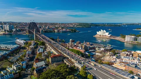 Aerial hyperlapse video of Circular Quay in Sydney Stock Footage 282843659