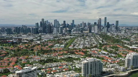 Aerial hyperlapse video of Melbourne CBD and coastal suburb Stock Footage 166007339