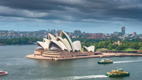 Aerial hyperlapse video of Sydney Opera House Stock Footage 173588143