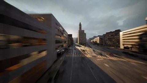 Aerial Hyperlapse view above traffic of big city Ilustración de archivo