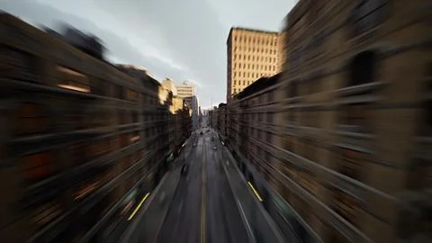 Aerial Hyperlapse view above traffic of big city Ilustración de archivo