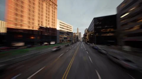 Aerial Hyperlapse view above traffic of big city Ilustração Stock