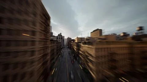 Aerial Hyperlapse view above traffic of big city Ilustração Stock