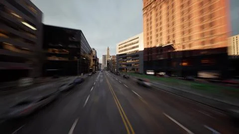 Aerial Hyperlapse view above traffic of big city Ilustración de archivo
