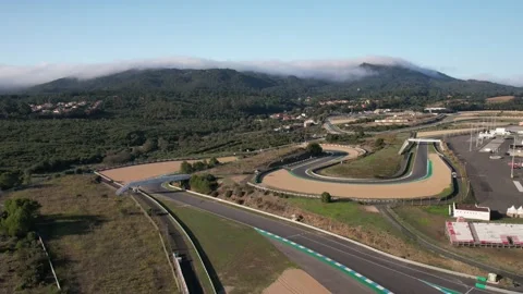 Aerial hyperlapse view of Autodromo do Estoril, Portugal Stock Footage 218585395