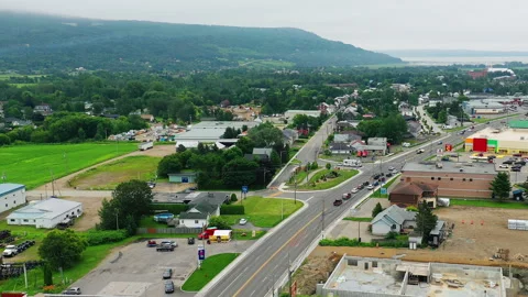 Aerial hyperlapse view of Baie-Saint-Paul, Quebec, Canada morning 4K, exclusi Stock Footage 269150012