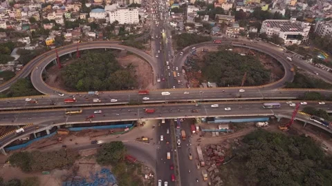 Aerial Hyperlapse View of Maduravoyal Flyover Chennai Stock-Footage 330631817
