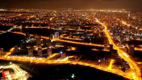 Aerial hyperlapse view of Mersin at night Stock Footage