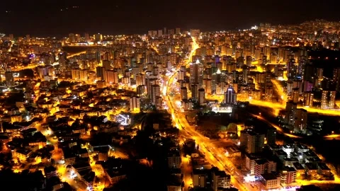 Aerial hyperlapse view of Mersin at night Video stock 146313190