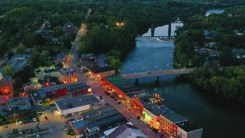 Aerial hyperlapse view of Paris, Canada in summer 4K, exclusive 4K Stock Footage 295066712