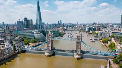 Aerial hyperlapse view of the Tower Bridge in London Stock-Footage 282006329