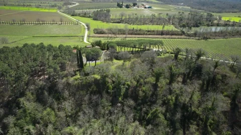 Aerial il Borro orbit 4K view villa Tuscany valley Arezzo Italy Stock Footage 185620174