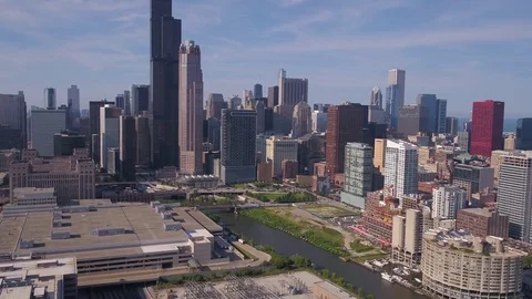 Aerial Illinois Chicago July 2017 Sunny Day 4K Inspire 2 Stock Footage