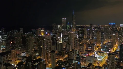 Aerial Illinois Chicago July 2017 Night 4K Inspire 2 Stock Footage