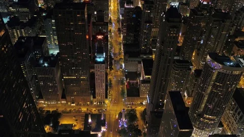 Aerial Illinois Chicago July 2017 Night 4K Inspire 2 Stock Footage