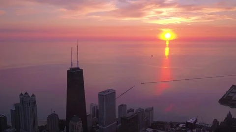Aerial Illinois Chicago July 2017 Sunrise 4K Inspire 2 Stock Footage