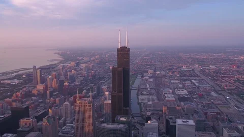 Aerial Illinois Chicago July 2017 Sunrise 4K Inspire 2 Stock Footage