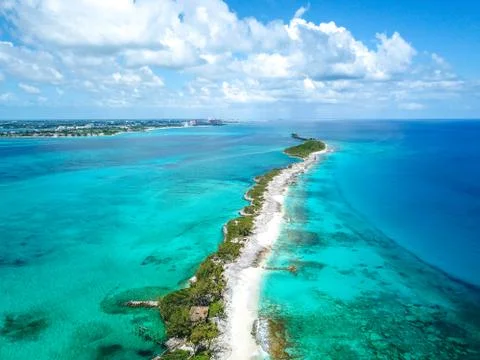 Aerial Image of a Deserted Beach in Bahamas Stock Photos