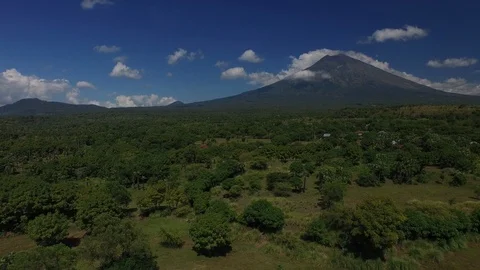 Aerial Image of Mount Agung And Bali East Coast Stock Footage 95954075