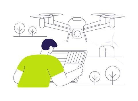 Aerial imagery drones abstract concept vector illustration. Illustrazione stock