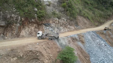 Aerial Industrial Mining Unloading   Earth Day Impact Stock Footage 266888145
