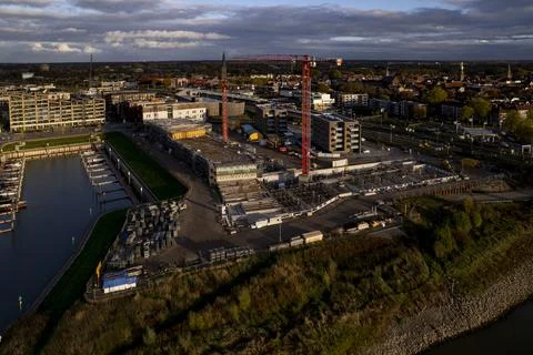 Aerial industrial view of building plot. Housing and urban management. Stock Photos