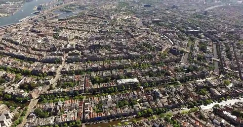 Aerial of the Innercity of Amsterdam, the Netherlands Stock Footage