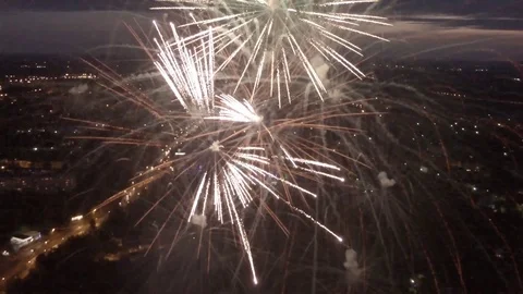 Aerial inside fireworks Stock Footage 95272108