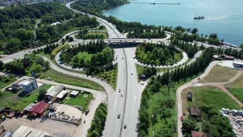 Aerial intersection and traffic Stock Footage 247277597