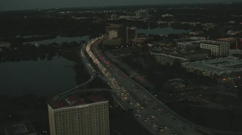 Aerial of Interstate 4 in Central Florida at night 06 Stock Footage 41644456