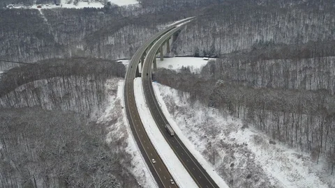 Aerial of interstate in the dead of Winter Stock Footage 71149959