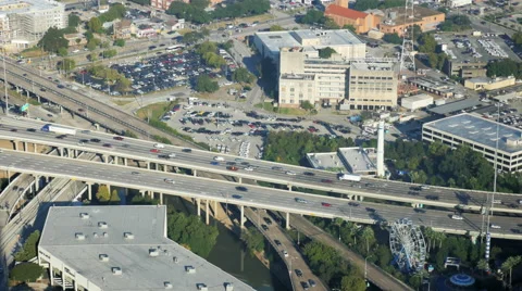 Aerial Interstate Houstion Texas Stock Footage 58195574