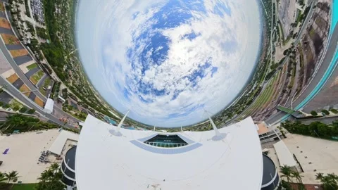 Aerial inverted tiny planet Miami Hard rock Stadium 2026 Stock Footage 336212103